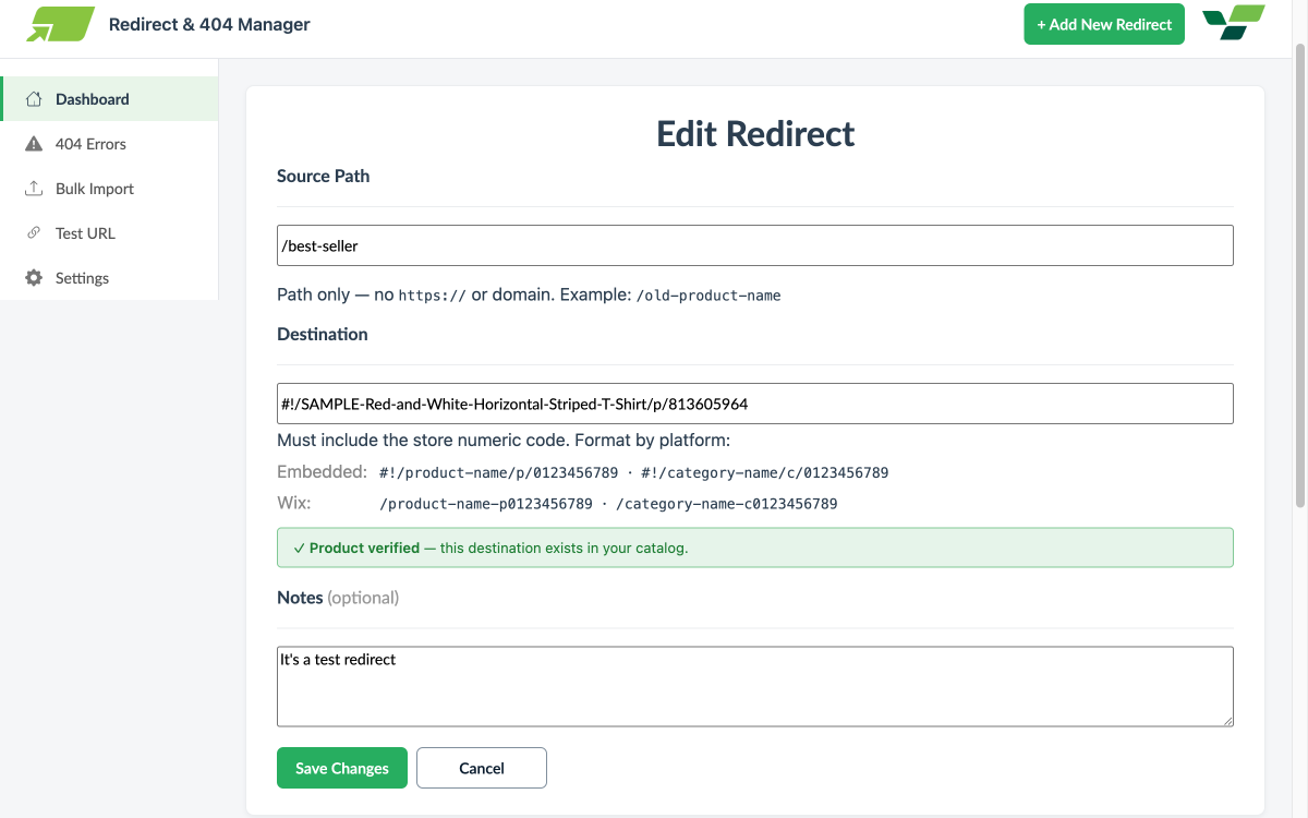 Redirect Editor